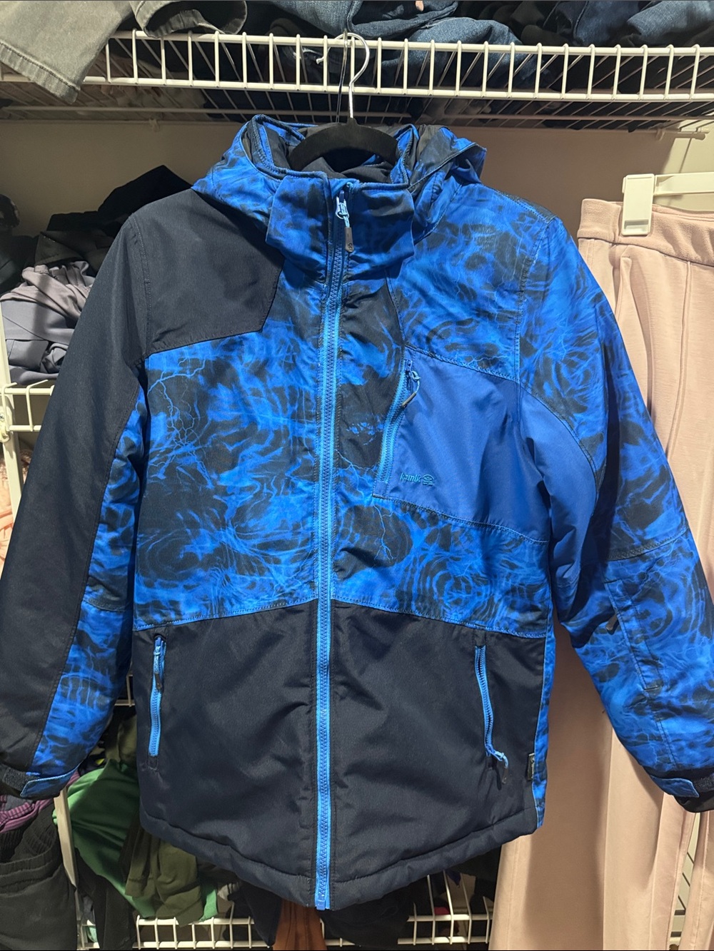 Kamik Boys Blue & Navy Patterned Winter Jacket-size 16
